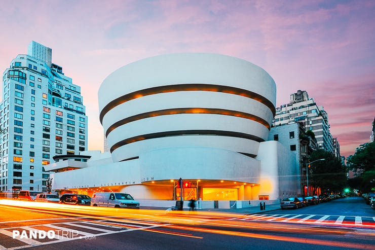 Solomon R. Guggenheim museum at night