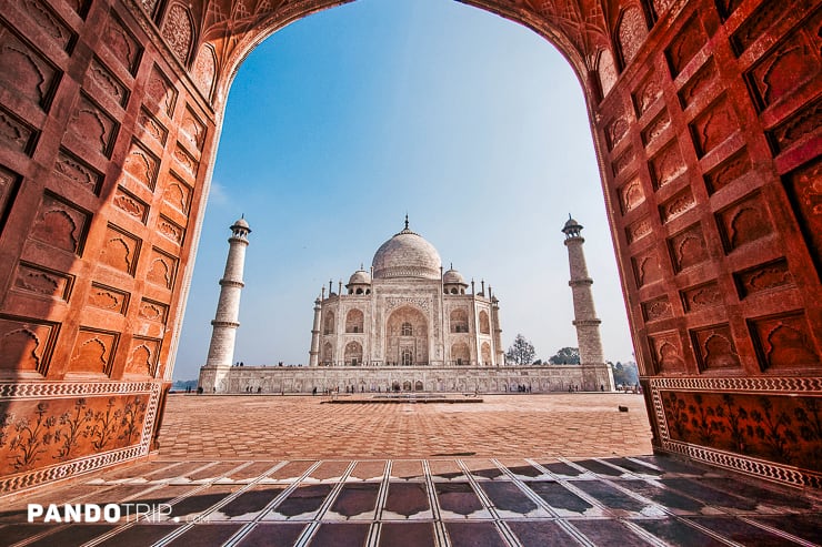 Taj Mahal from the Mosque west of the mausoleum