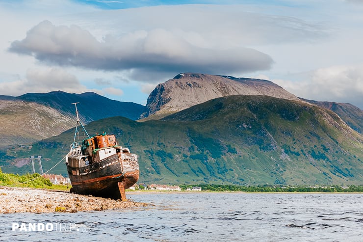 The view across Loch Linnhe to Ben Nevis, Scottish Highlands