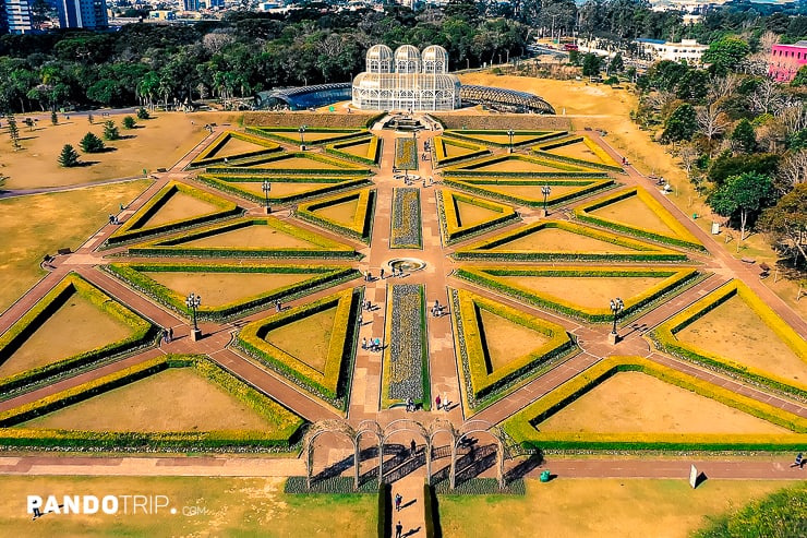 Aerial view of Botanical Garden in Curitiba