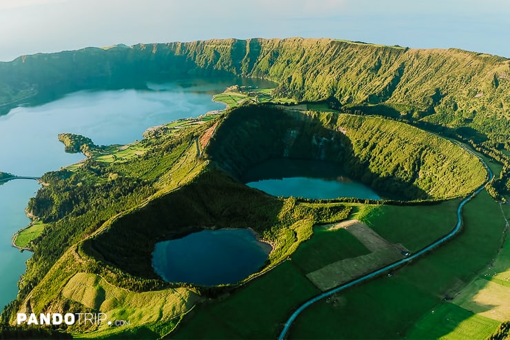 Aerial view of Lagoa das Sete Cidades