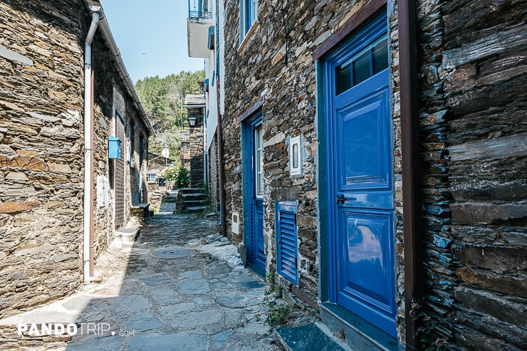 Alley with blue doors in Piodao