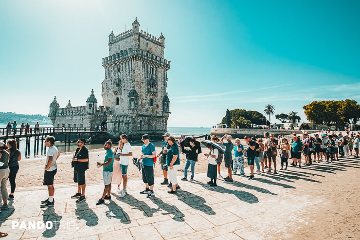 People waiting in line at Belem Tower