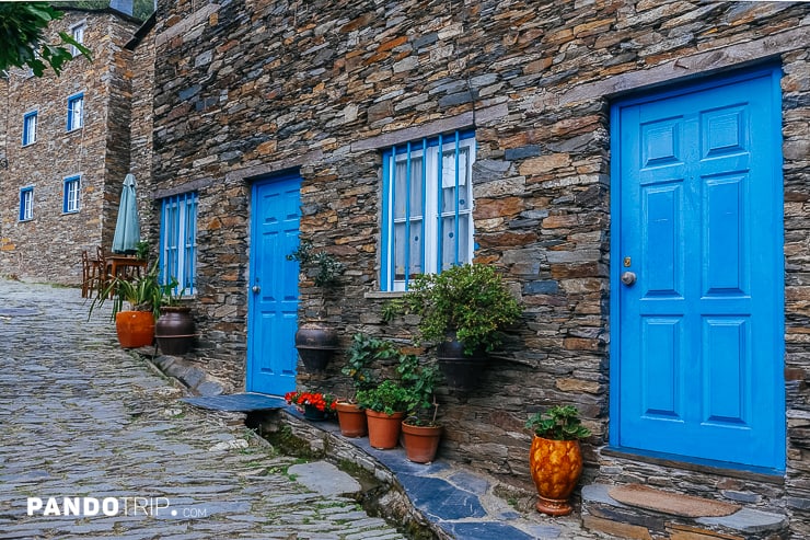 Street with blue doors in Piodao