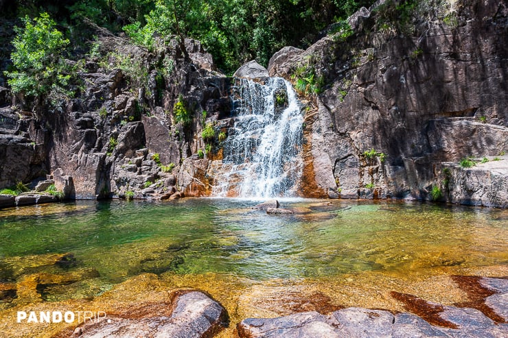 Tahiti Waterfall or Cascada de Fecha de Barjas in Peneda-Geres National Park