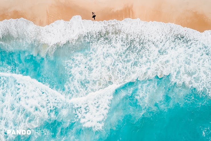 Top view of surfing Mole Beach, Florianopolis