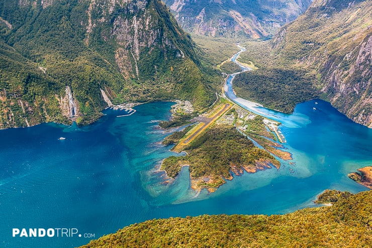 Aerial view of Milford Sound, Fiordland National Park