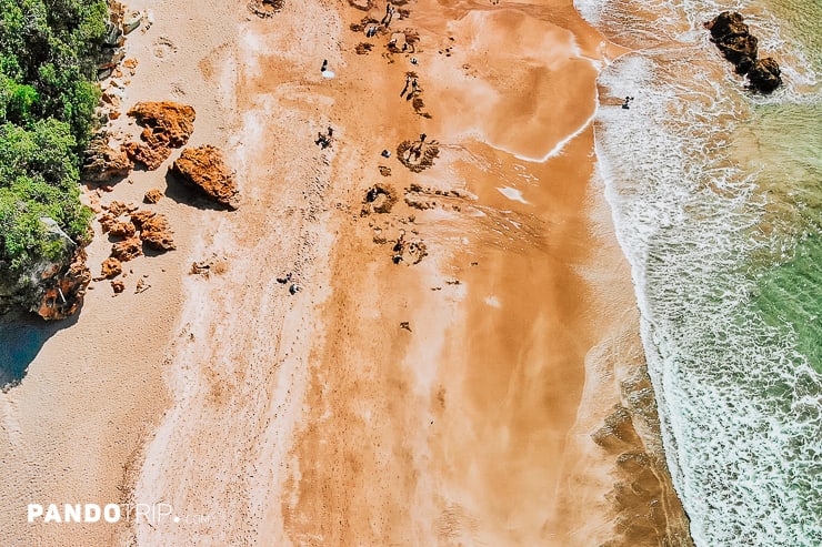 Aeriel view of Hot Water Beach, Coromandel