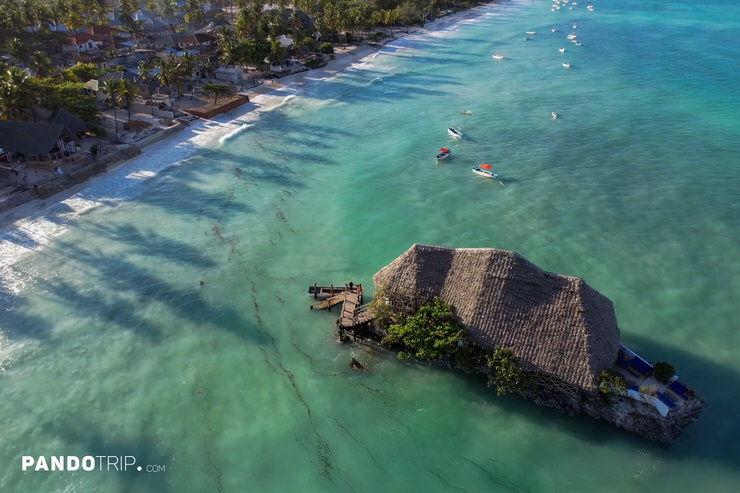 Aerial view of he Rock Restaurant, Zanzibar