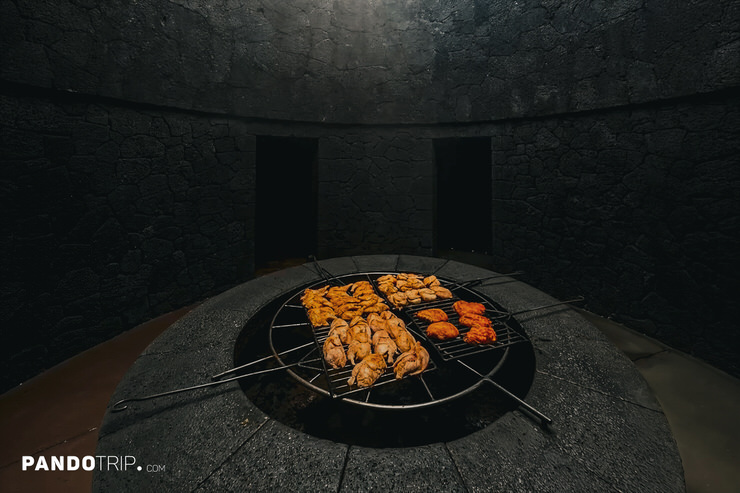 Volcanic open-air grill at El Diablo restorante