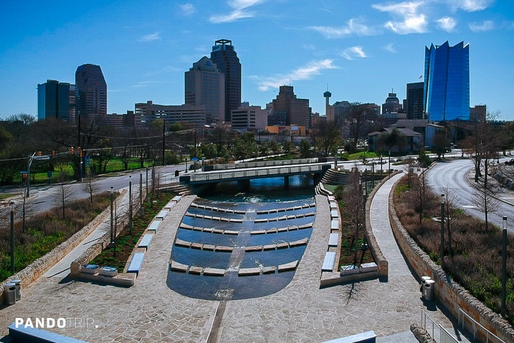 Aerial view of San Pedro Creek Cultural Park
