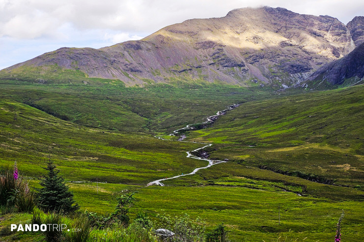 Panoramic view of the the Fairy Pools