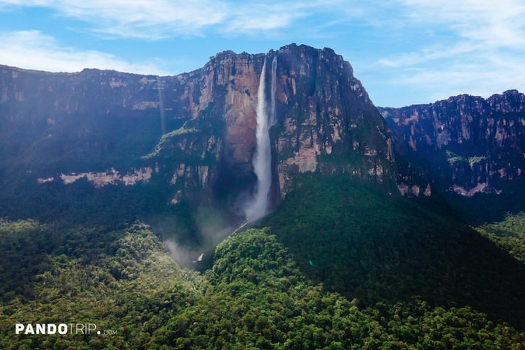 World’s tallest waterfall, Angel Falls, plunging from the cliffs of Auyán Tepui in Venezuela