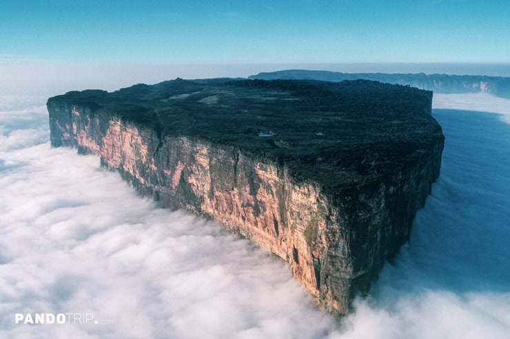 Isolated Aerial View of Mount Roraima Surrounded by Clouds